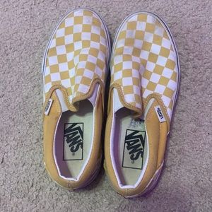 Women's Mustard Yellow Checkered Vans Sneakers